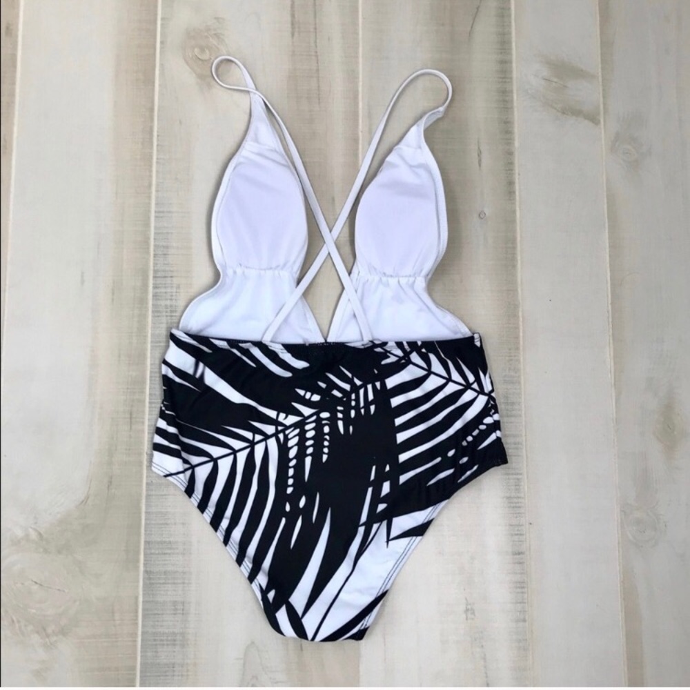 Deep V Strappy High Waist Monokini Women Swim Suit - Picture 5 of 5